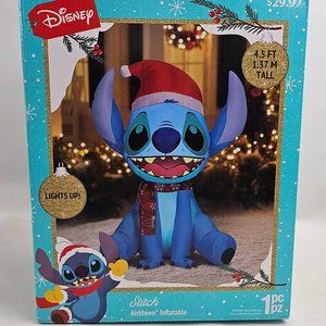 Disney Stitch Airblown Inflatable Christmas Hat Yard Decor 4.5 Feet tall NEW